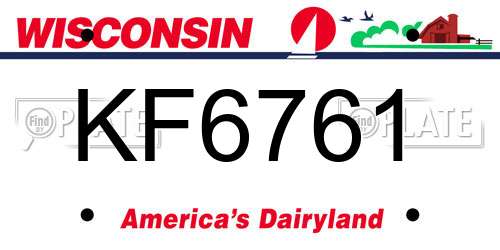 KF6761 Wisconsin License Plate