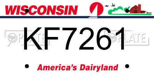 KF7261 Wisconsin License Plate
