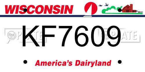 KF7609 Wisconsin License Plate