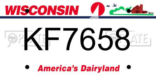 KF7658 Wisconsin License Plate