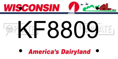 KF8809 Wisconsin License Plate