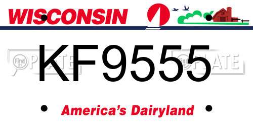 KF9555 Wisconsin License Plate