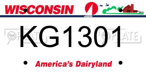 KG1301 Wisconsin License Plate
