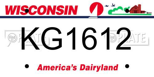 KG1612 Wisconsin License Plate