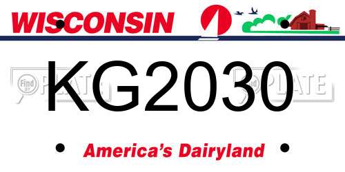 KG2030 Wisconsin License Plate
