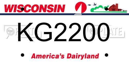 KG2200 Wisconsin License Plate