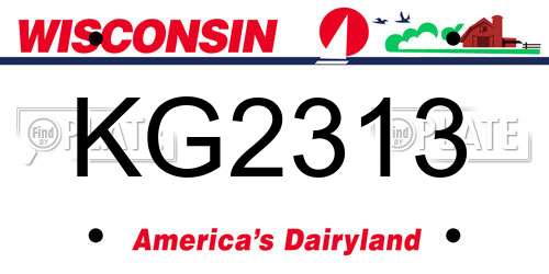 KG2313 Wisconsin License Plate