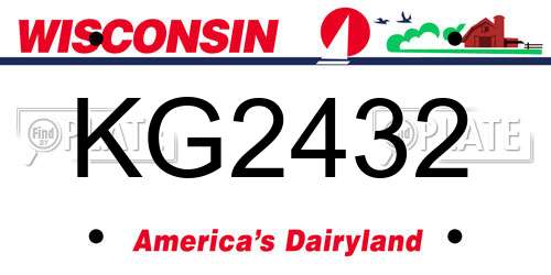 KG2432 Wisconsin License Plate