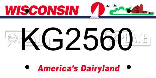 KG2560 Wisconsin License Plate