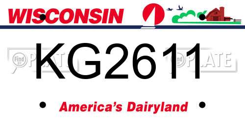 KG2611 Wisconsin License Plate