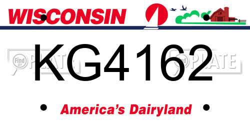 KG4162 Wisconsin License Plate