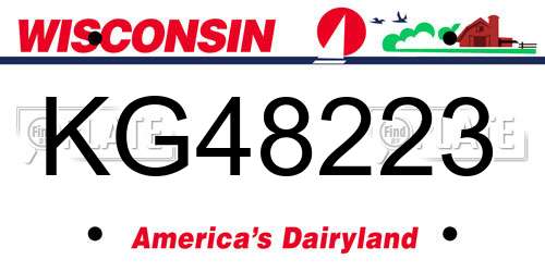 KG48223 Wisconsin License Plate