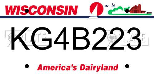 KG4B223 Wisconsin License Plate