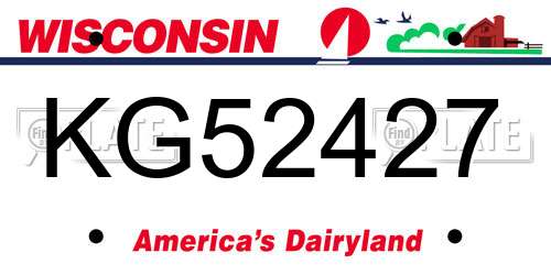 KG52427 Wisconsin License Plate