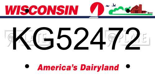 KG52472 Wisconsin License Plate