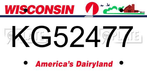 KG52477 Wisconsin License Plate