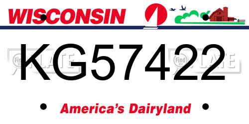 KG57422 Wisconsin License Plate