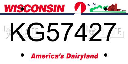 KG57427 Wisconsin License Plate