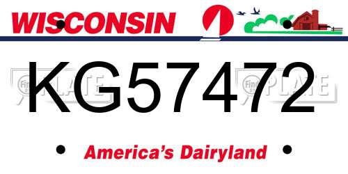 KG57472 Wisconsin License Plate