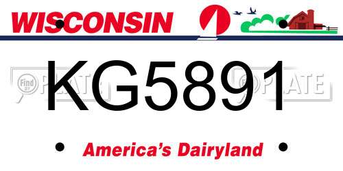 KG5891 Wisconsin License Plate