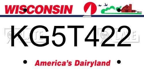 KG5T422 Wisconsin License Plate