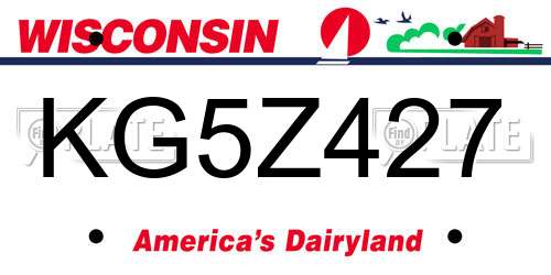 KG5Z427 Wisconsin License Plate