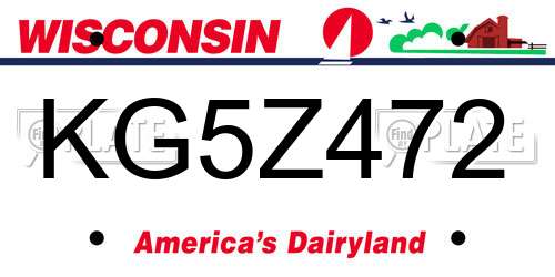 KG5Z472 Wisconsin License Plate