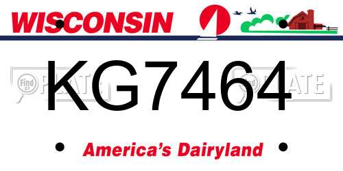 KG7464 Wisconsin License Plate