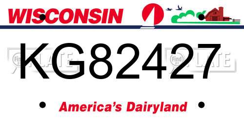 KG82427 Wisconsin License Plate