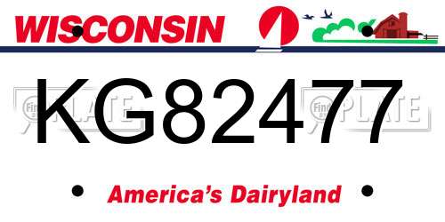KG82477 Wisconsin License Plate