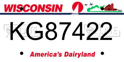 KG87422 Wisconsin License Plate