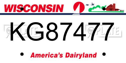 KG87477 Wisconsin License Plate