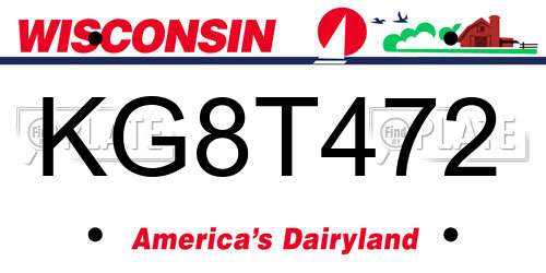 KG8T472 Wisconsin License Plate
