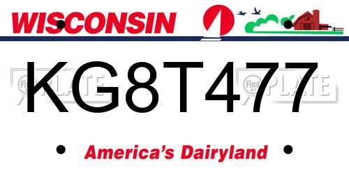 KG8T477 Wisconsin License Plate