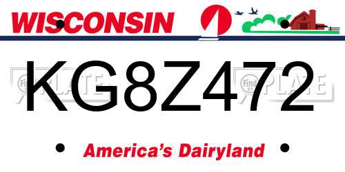 KG8Z472 Wisconsin License Plate