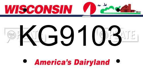 KG9103 Wisconsin License Plate