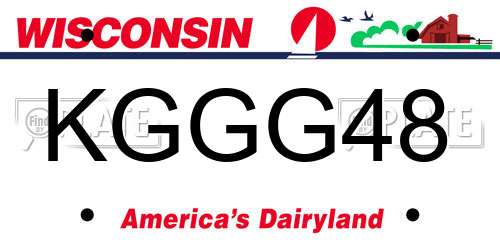 KGGG48 Wisconsin License Plate