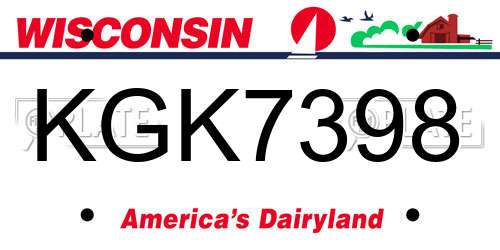 KGK7398 Wisconsin License Plate