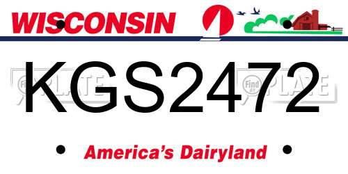 KGS2472 Wisconsin License Plate