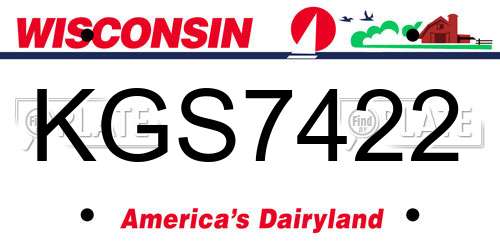 KGS7422 Wisconsin License Plate