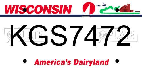 KGS7472 Wisconsin License Plate