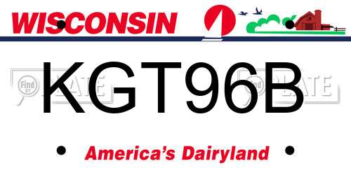 KGT96B Wisconsin License Plate