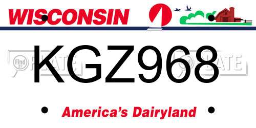 KGZ968 Wisconsin License Plate