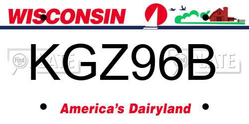 KGZ96B Wisconsin License Plate