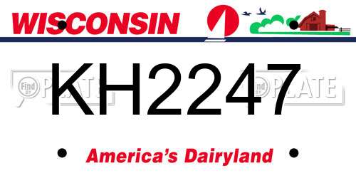 KH2247 Wisconsin License Plate