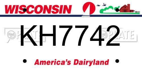 KH7742 Wisconsin License Plate