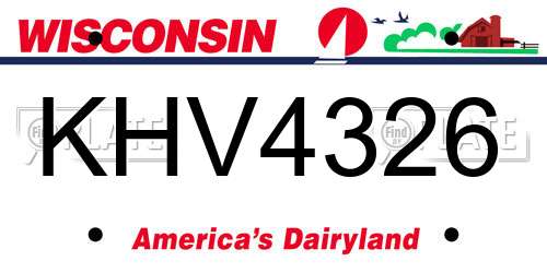 KHV4326 Wisconsin License Plate