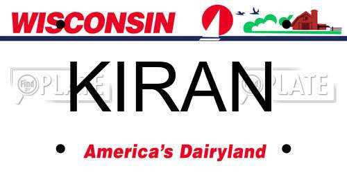 KIRAN Wisconsin License Plate