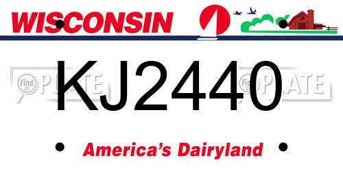 KJ2440 Wisconsin License Plate