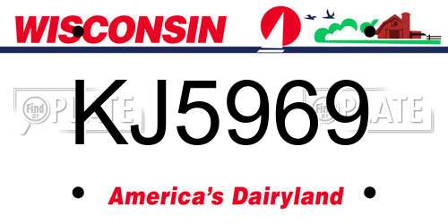 KJ5969 Wisconsin License Plate